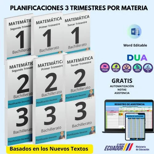 Hiper Pack  Docente® Matemática 1ero,2do y 3ero BGU