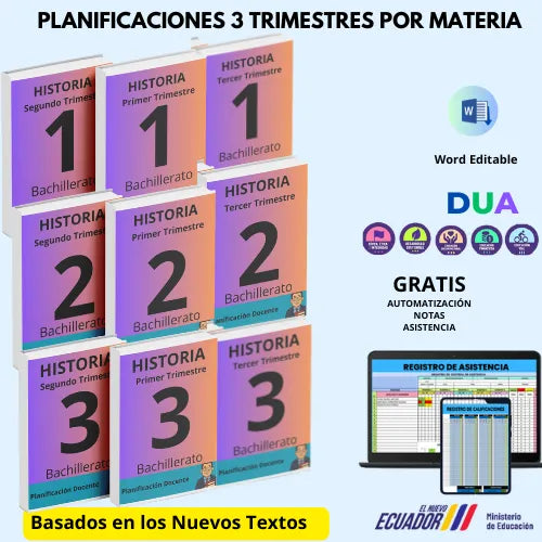 Hiper Pack Docente® Historia 1ero,2do y 3ero BGU