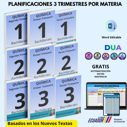 Hiper Pack Docente® Química 1ero,2do y 3ero BGU