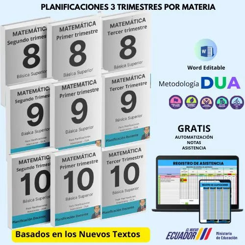 Hiper Pack  Docente® Matemática 8vo,9no y 10mo